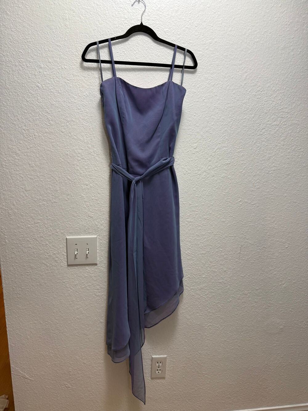 Vintage Y2K Vivian Diamond Dessy Asymmetrical Slip Midi Dress Periwinkle Size S